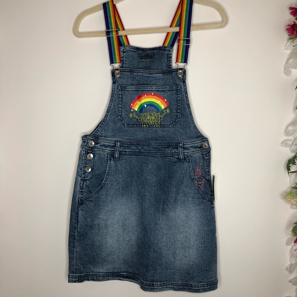 Spongebob Squarepants denim skirt rainbow straps